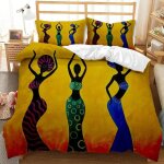 Housse de couette king size pour femme noire africaine, parure de lit pour filles tribales du d�sert ...