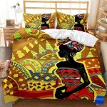 Housse de couette king size pour femme noire africaine, parure de lit pour filles tribales du d�sert ...