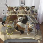 Housse de couette kung fu panda pour enfant fille, parure de lit housses de couettes en microfibre avec ...