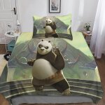 Housse de couette kung fu panda pour enfant fille, parure de lit housses de couettes en microfibre avec ...