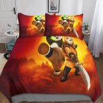 Housse de couette kung fu panda pour enfant fille, parure de lit housses de couettes en microfibre avec ...