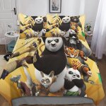 Housse de couette kung fu panda d motif imprim�� parure de lit housses de couettes anime en microfibre ...