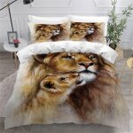 Housse de couette lion x enfant ado fille d animaux aquarelles parure de lit personne microfibre pi��ces ...