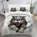 Housse de couette loup x imprim�� d animaux de dessin anim�� parure de lit personnes hypoallergique microfibre ...