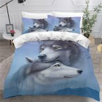 Housse de couette loup x imprim�� d animal gris parure de lit personnes hypoallergique microfibre literie ...