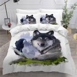 Housse de couette loup x imprim�� d corbeau animal parure de lit personnes hypoallergique microfibre ...