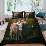 Housse de couette loup xcm parure de lit personnes pi��ces animaux naturels literie set avec taies d'oreiller ...