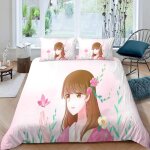 Housse de couette manga filles x imprim�� d fans anime parure de lit personnes hypoallergique microfibre ...