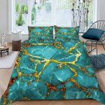 Housse de couette marbre x imprim�� d turquoise parure de lit personnes hypoallergique microfibre literie ...