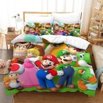 Housse de couette super mario imprim��e en d avec taies d'oreiller, parure de lit pour adolescents avec ...
