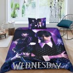 Housse de couette mercredi addams, parure de lit 3d pour enfants, housse de couette ultra douce de la ...