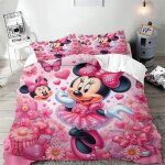 Housse de couette mickey minnie mouse, taie d'oreiller, ensemble de literie de dessin anime, ensemble ...