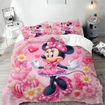 Housse de couette mickey minnie mouse, taie d'oreiller, ensemble de literie de dessin anime, ensemble ...