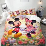 Housse de couette mickey minnie mouse, taie d'oreiller, ensemble de literie de dessin anime, ensemble ...