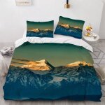 Housse de couette montagne enneig��e x imprim�� d paysage naturel parure de lit personnes hypoallergique ...