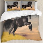 Housse de couette - motif cheval qui coule - pour enfant - impression d - avec fermeture ��clair et taie ...