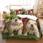 Housse de couette motif imprim�� bulldog d , en parure de lit avec housse de couette et taies d'oreiller, ...