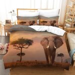 Housse de couette motif imprim�� elephant d , en parure de lit avec housse de couette et taies d'oreiller, ...