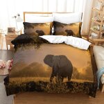 Housse de couette motif imprim�� elephant d , en parure de lit avec housse de couette et taies d'oreiller, ...