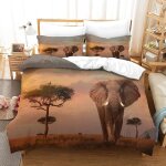 Housse de couette motif imprim�� elephant d , en parure de lit avec housse de couette et taies d'oreiller, ...