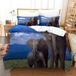Housse de couette motif imprim�� elephant d , en parure de lit avec housse de couette et taies d'oreiller, ...