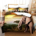 Housse de couette motif imprim�� elephant d , en parure de lit avec housse de couette et taies d'oreiller, ...