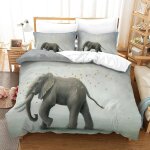 Housse de couette motif imprim�� elephant d , en parure de lit avec housse de couette et taies d'oreiller, ...
