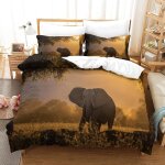 Housse de couette motif imprim�� elephant d , en parure de lit avec housse de couette et taies d'oreiller, ...