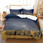 Housse de couette motif imprim�� elephant d , en parure de lit avec housse de couette et taies d'oreiller, ...