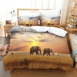 Housse de couette motif imprim�� elephant d , en parure de lit avec housse de couette et taies d'oreiller, ...