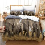 Housse de couette motif imprim�� elephant d , en parure de lit avec housse de couette et taies d'oreiller, ...