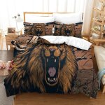 Housse de couette motif imprim�� lion d , en parure de lit avec housse de couette et taies d'oreiller, ...