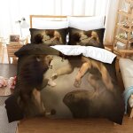 Housse de couette motif imprim�� lion d , en parure de lit avec housse de couette et taies d'oreiller, ...