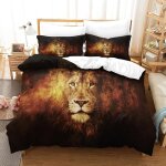 Housse de couette motif imprim�� lion d , en parure de lit avec housse de couette et taies d'oreiller, ...