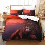 Housse de couette motif imprim�� lion d , en parure de lit avec housse de couette et taies d'oreiller, ...