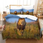 Housse de couette motif imprim�� lion d , en parure de lit avec housse de couette et taies d'oreiller, ...