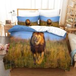 Housse de couette motif imprim�� lion d , en parure de lit avec housse de couette et taies d'oreiller, ...