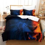 Housse de couette motif imprim�� lion d , en parure de lit avec housse de couette et taies d'oreiller, ...