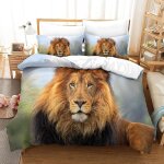 Housse de couette motif imprim�� lion d , en parure de lit avec housse de couette et taies d'oreiller, ...