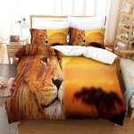 Housse de couette motif imprim�� lion d , en parure de lit avec housse de couette et taies d'oreiller, ...