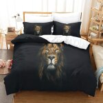 Housse de couette motif imprim�� lion d , en parure de lit avec housse de couette et taies d'oreiller, ...