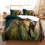 Housse de couette motif imprim�� lion d , en parure de lit avec housse de couette et taies d'oreiller, ...