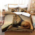 Housse de couette motif imprim�� lion d , en parure de lit avec housse de couette et taies d'oreiller, ...