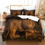 Housse de couette motif imprim�� lion d , en parure de lit avec housse de couette et taies d'oreiller, ...