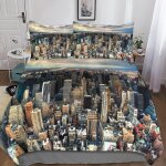 Housse de couette new york pour enfant fille, parure de lit housses de couettes en microfibre avec motif ...