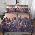 Housse de couette new york pour enfant fille, parure de lit housses de couettes en microfibre avec motif ...