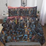 Housse de couette new york impression d new york parure de lit en microfibre hypoallergique housses de ...