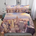 Housse de couette new york microfibre parure de lit housses de couettes new york avec taies d'oreiller ...
