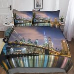 Housse de couette new york microfibre parure de lit housses de couettes new york avec taies d'oreiller ...