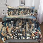 Housse de couette new york microfibre parure de lit housses de couettes new york avec taies d'oreiller ...